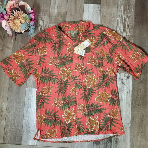NWT Moshiko Men's Size Medium Tropical Button Down Collared Shirt - Picture 2 of 16